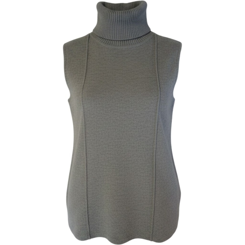 Republic Clothing Group Heather Gray Sleeveless Turtleneck Seamed Knit Top